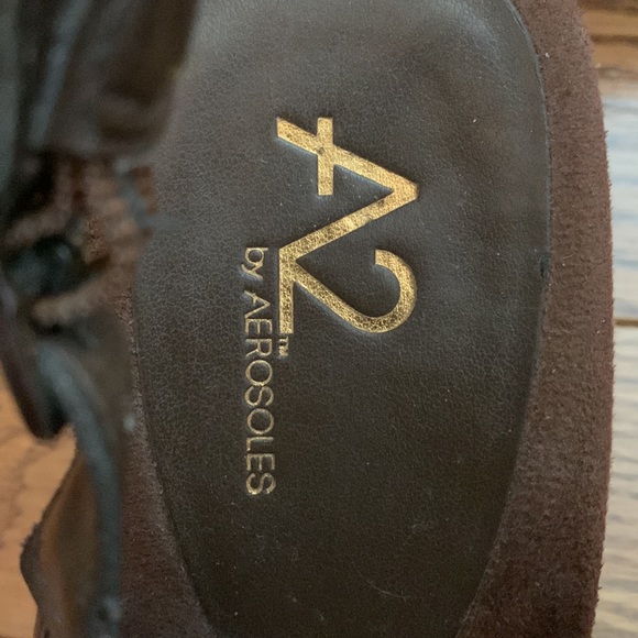 A2 by AEROSOLES - ladies open toe slingback sandal size 7-1/2, brown snakeskin - Picture 4 of 11